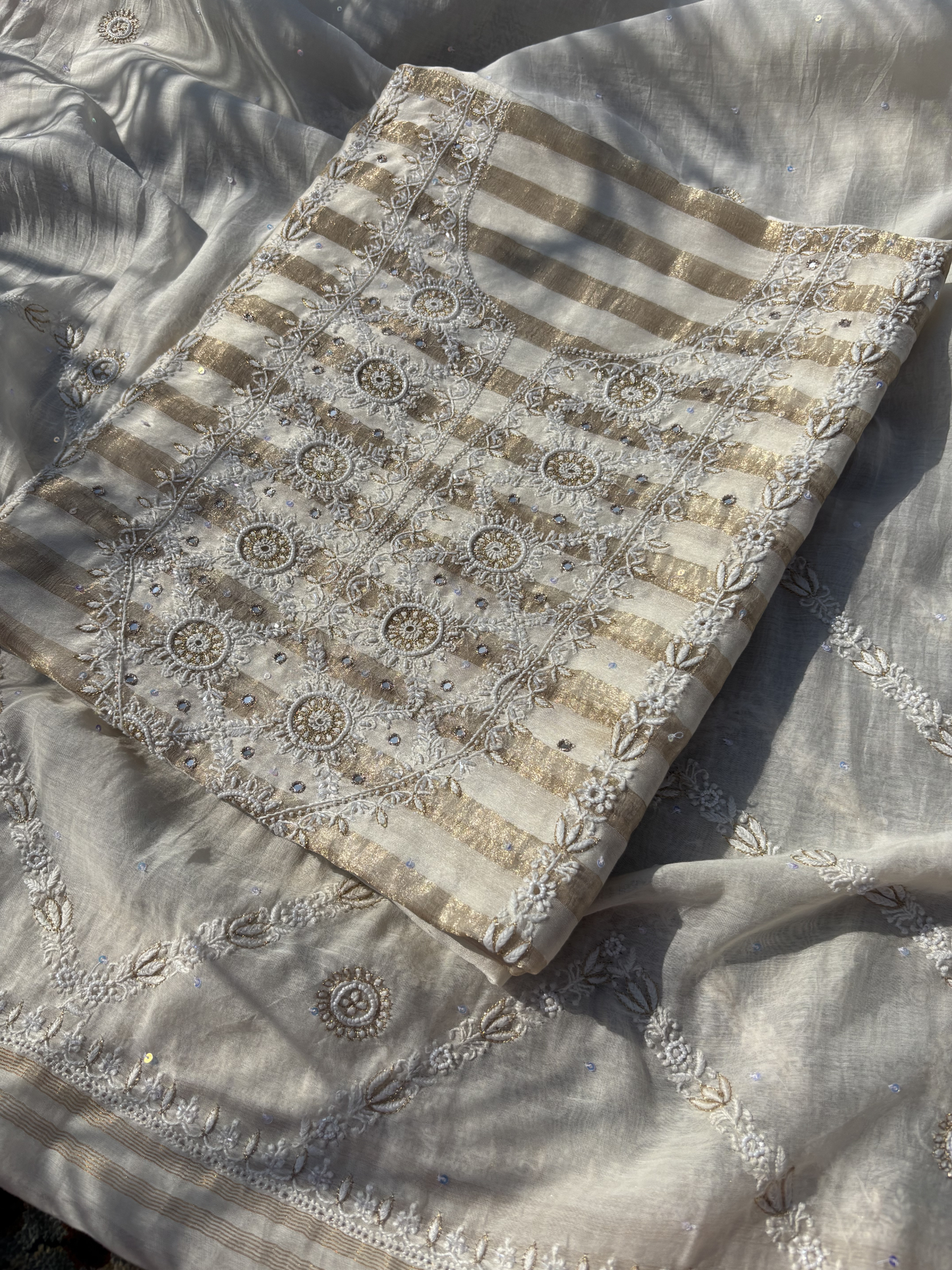 Chanderi Silk Ivory Kurta Sets