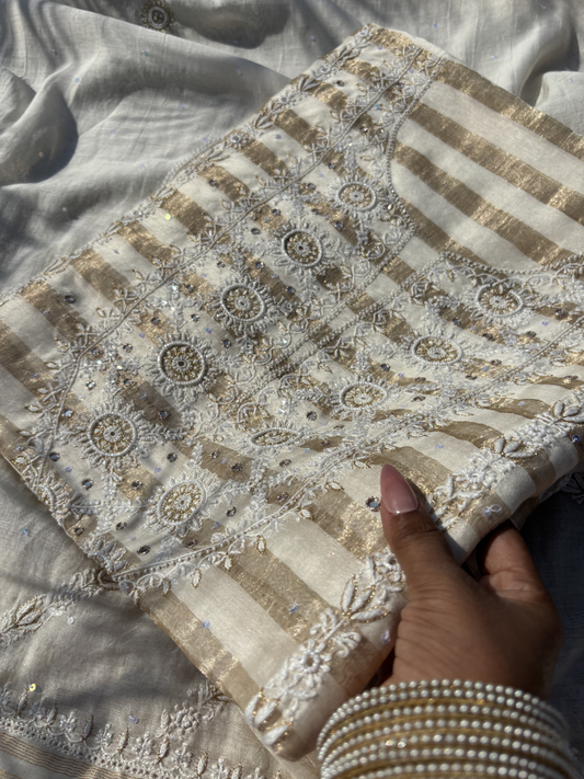 Chanderi Silk Ivory Kurta Sets
