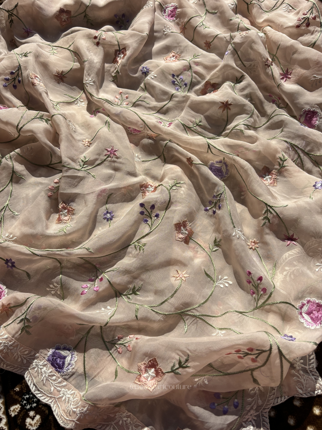 Ensemble Kurta en organza transparent non cousu avec dupatta