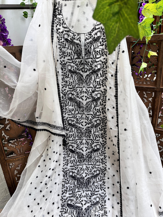 Exquisite Silk Organza Chikankari Ensemble