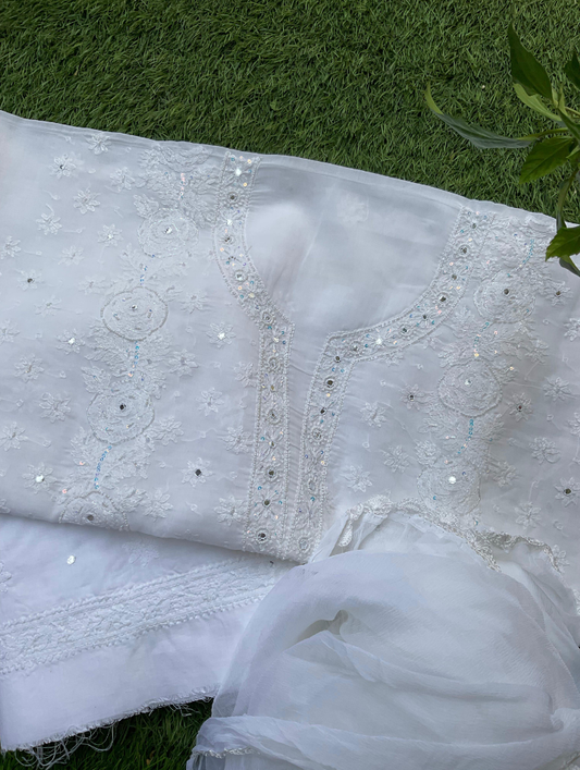 Cotton Voile 3-Piece Chikankari Set