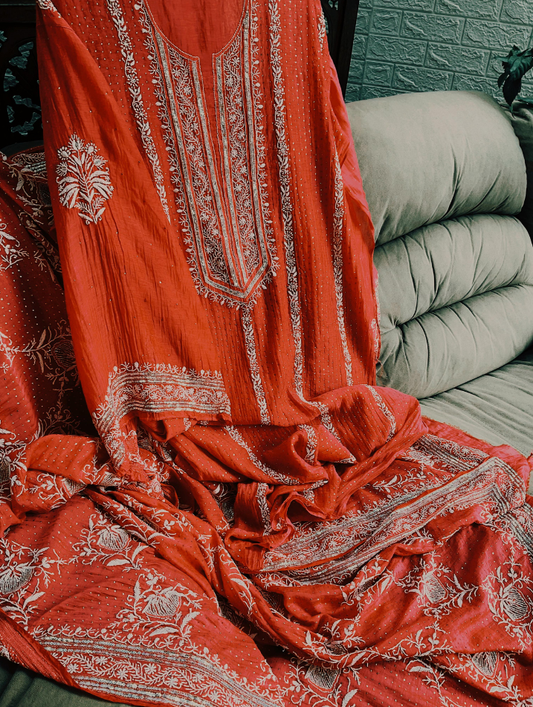Luxe Mulmul Chikankari Festive Ensemble