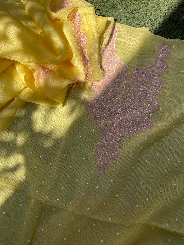 Élégant ensemble Kota Chikankari non cousu