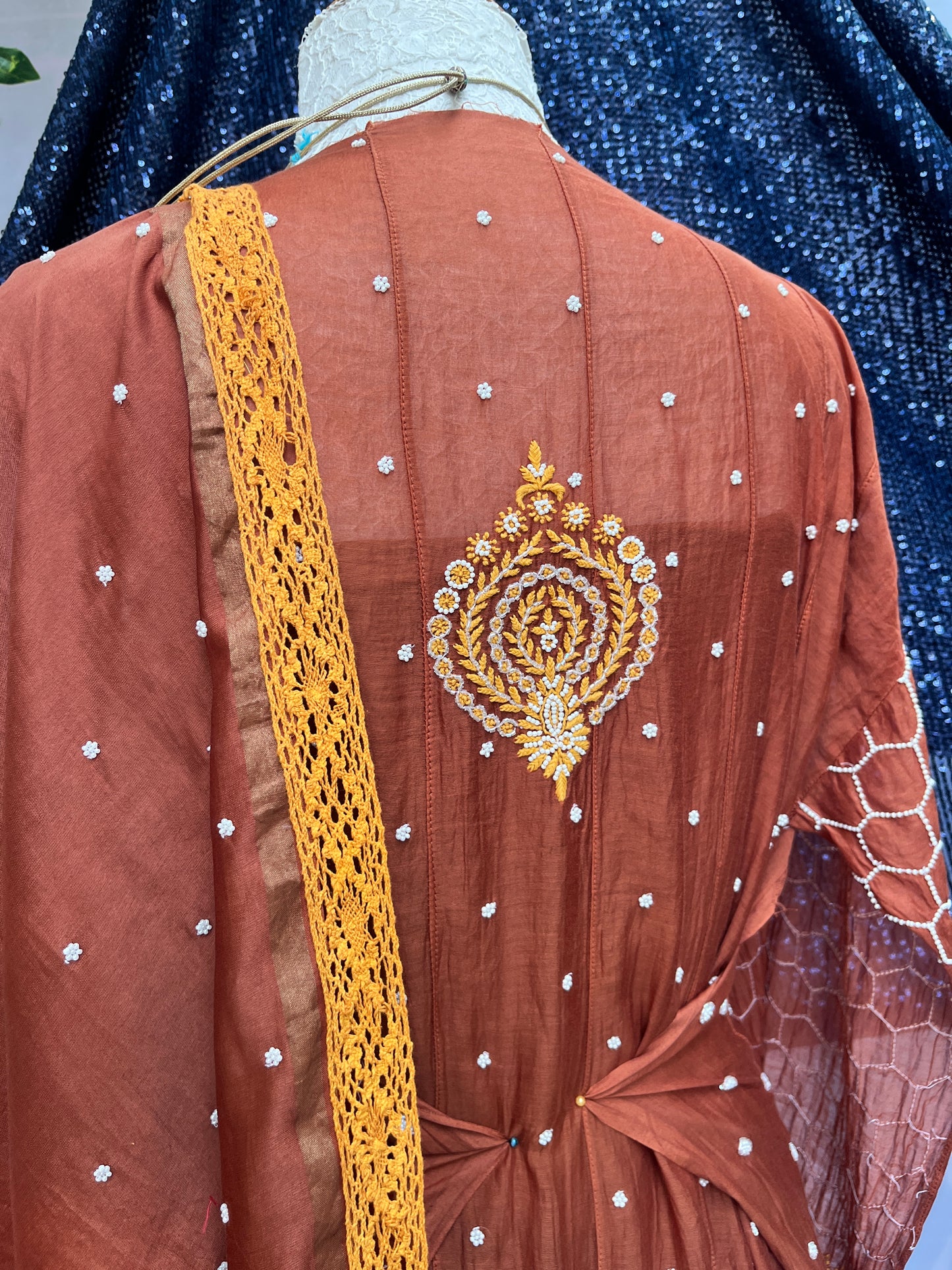 Mulmul Anarkali with Handcrafted Embroidery
