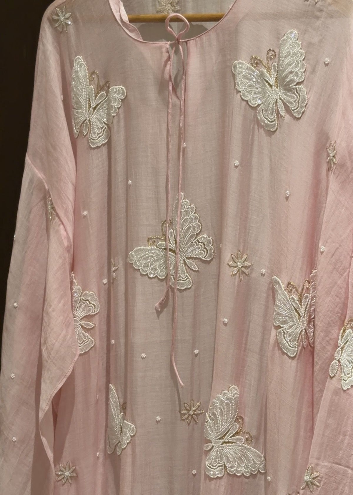 Ensemble Kurta Mulmul Rose Poudré Éthéré Flutter