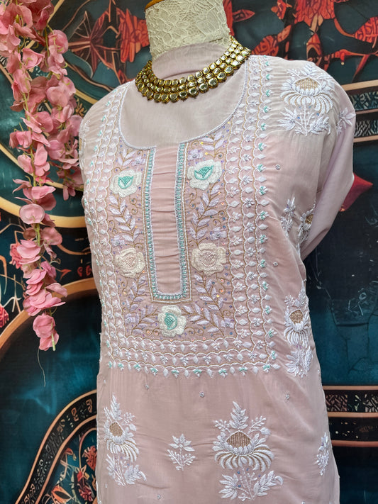Pure Unstitched Cotton Chikankari Kurta