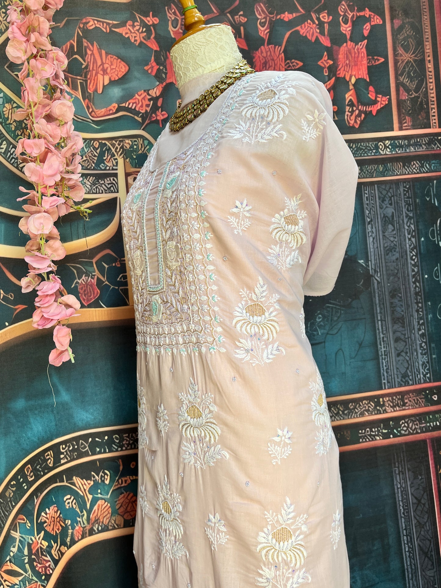 Pure Unstitched Cotton Chikankari Kurta