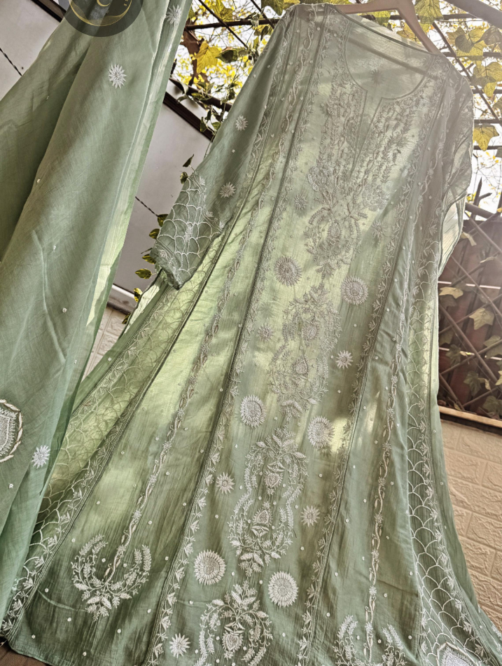 Grace in Green – Festive Mulmul Anarkali