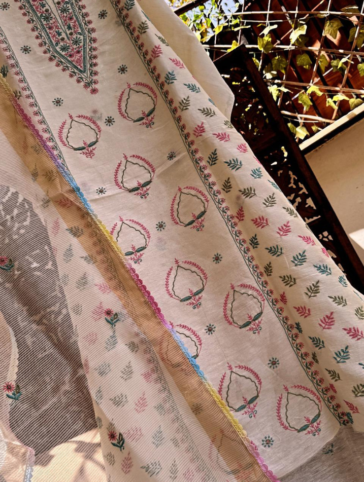 Linen Suits with delicate Do Taar Chikankari embroidery