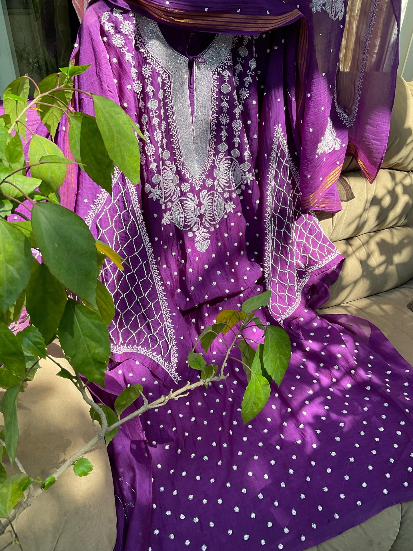 Semi Stitched Mulmul Kurta Dupatta