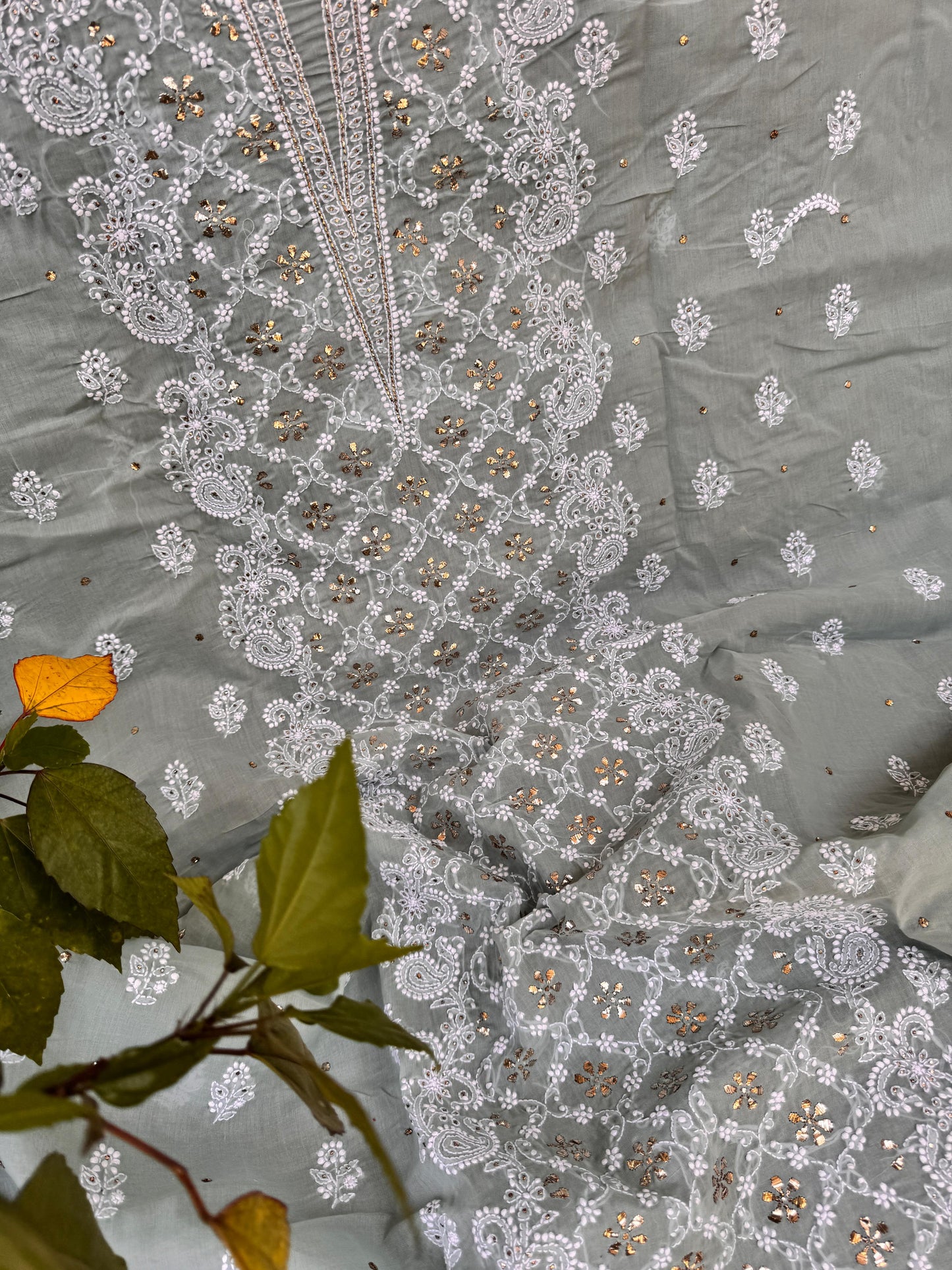 Cotton voile kurta with fine Chikanakri