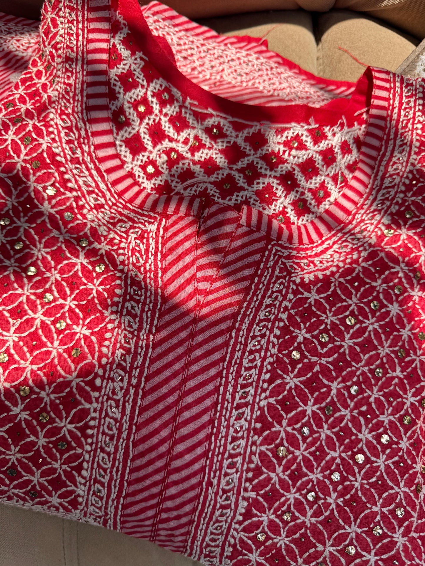 Pure Cotton Anarkali in Lehriya
