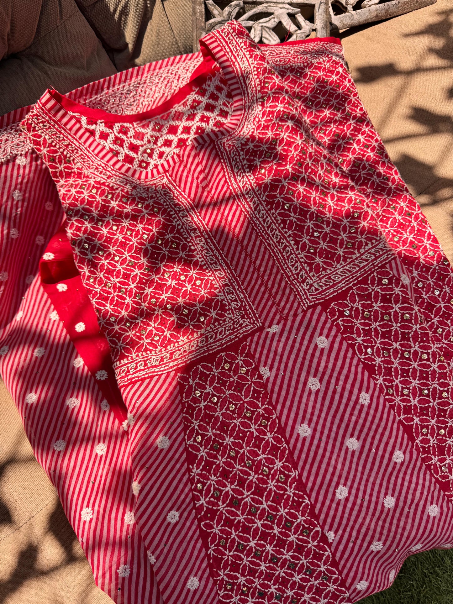 Pure Cotton Anarkali in Lehriya