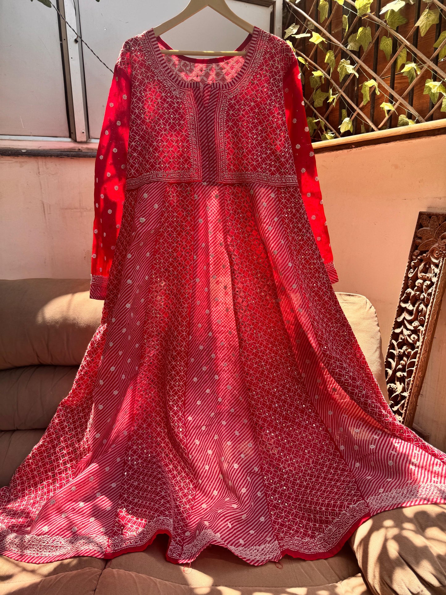 Pure Cotton Anarkali in Lehriya