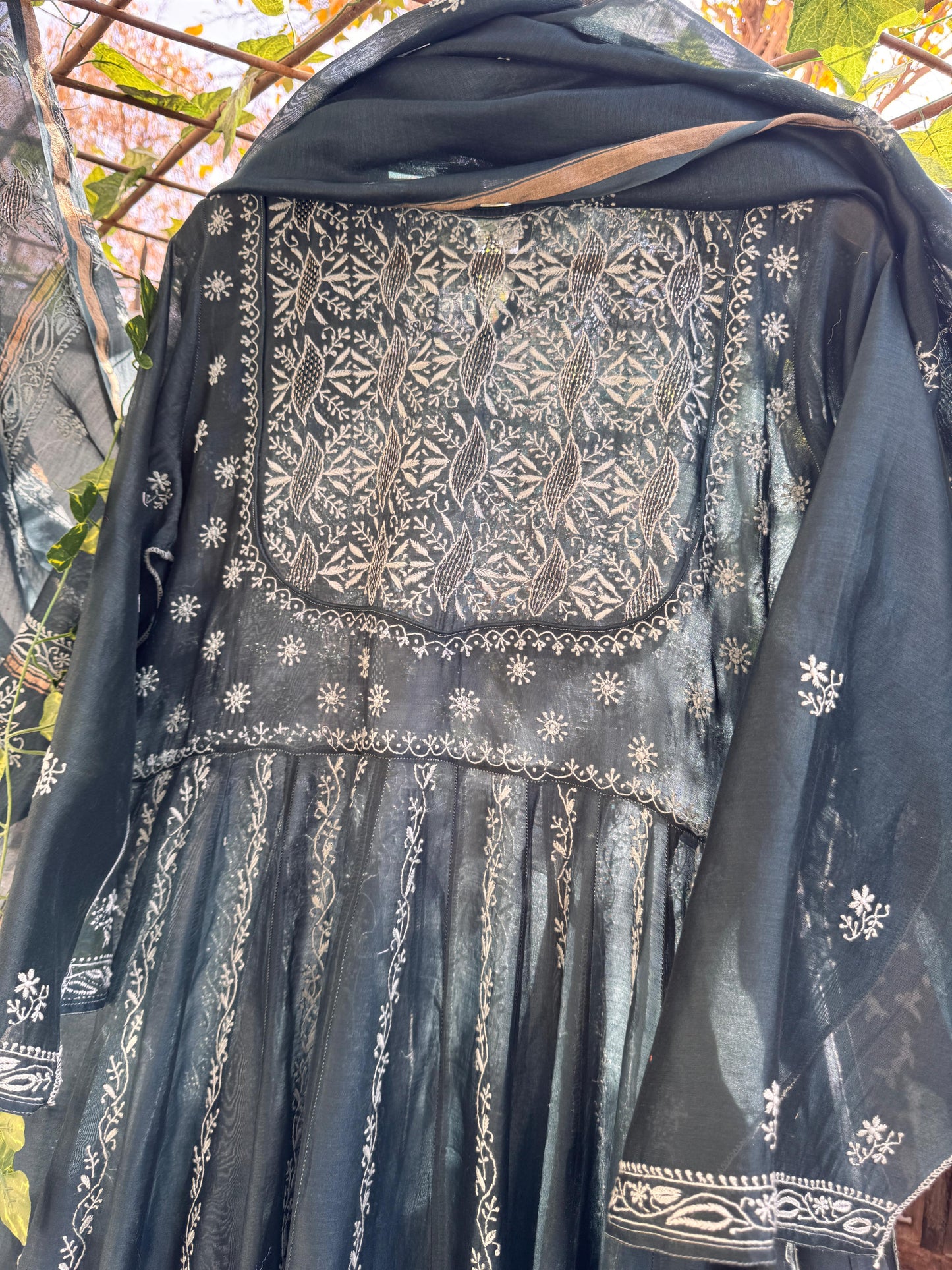 EXCLUSIVE CHIKANKARI CHANDERI SILK ANARKALI