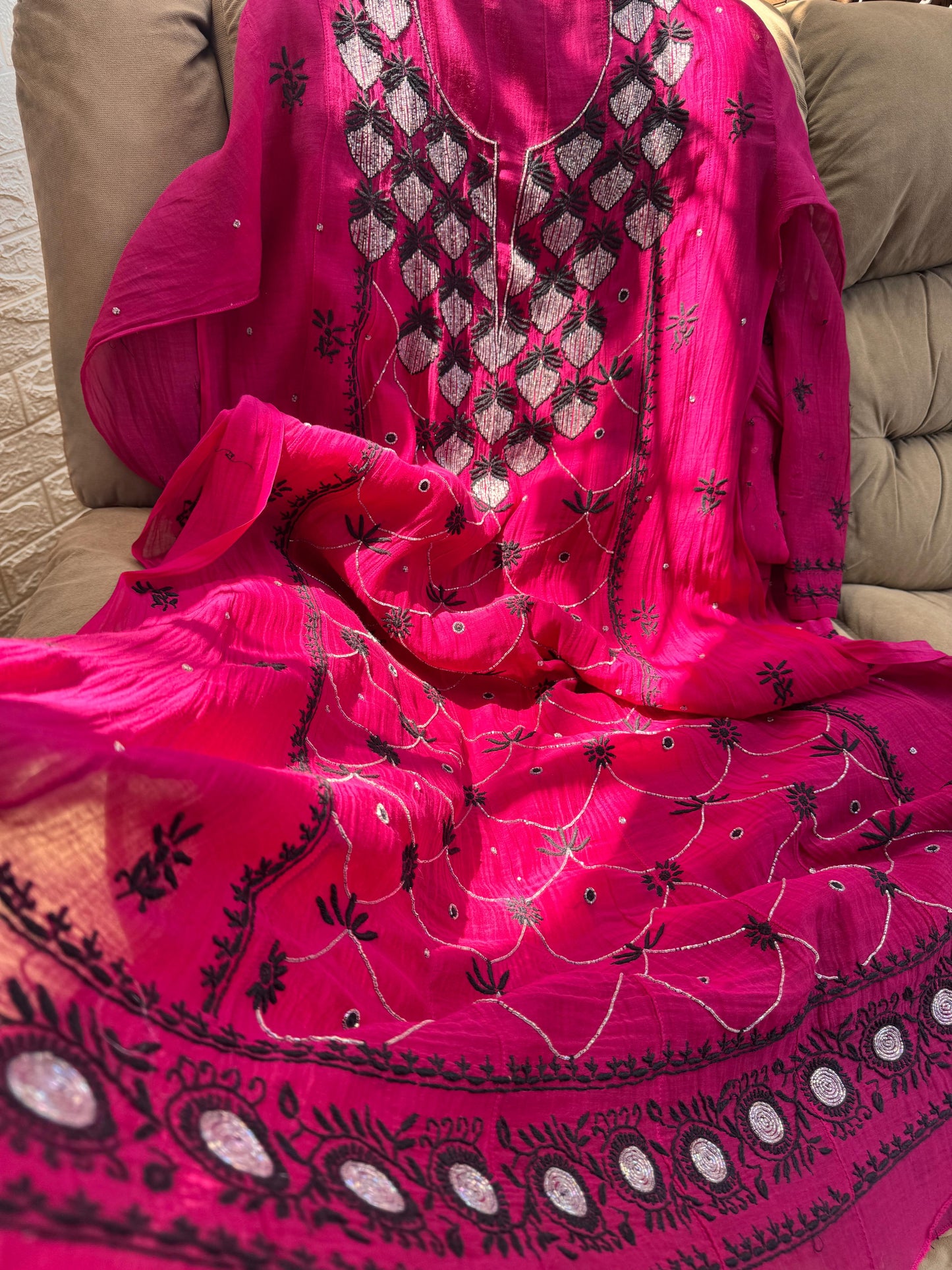 EXCLUSIVE CHIKANKARI MULMUL ANARKALI