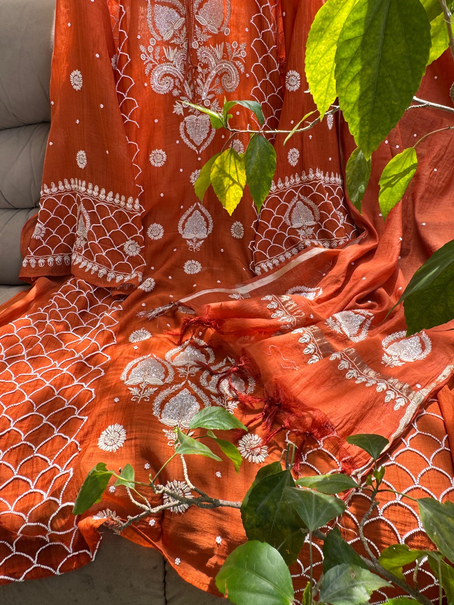 Mulmul Kurta and Dupatta with Chikankari Embroidery