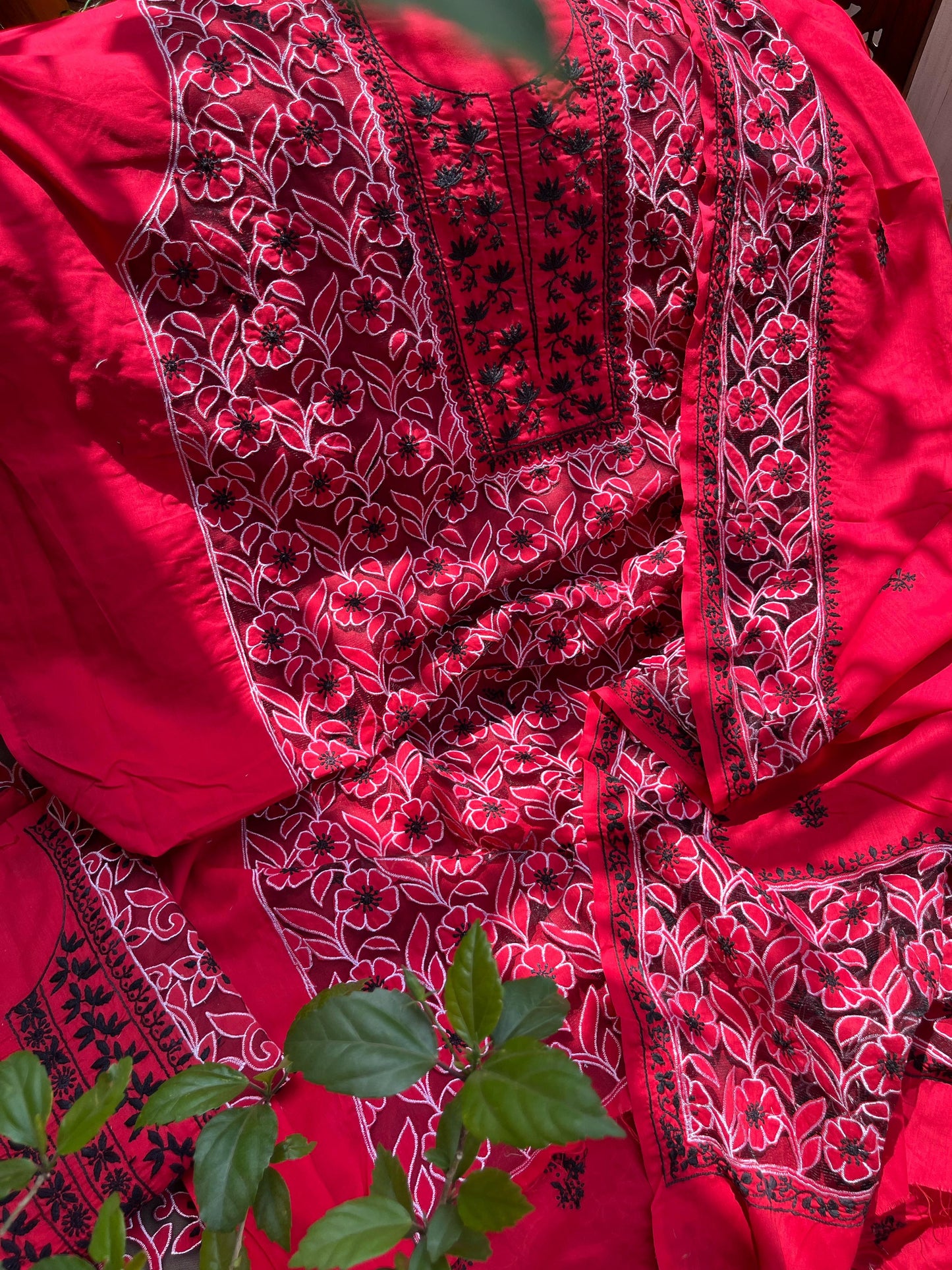 Pure Cotton Kurta 4 side embroidered Dupatta