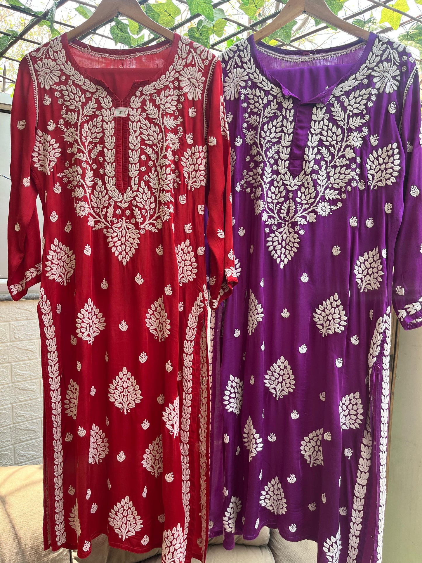 Modal kurta and pants with chikankari work