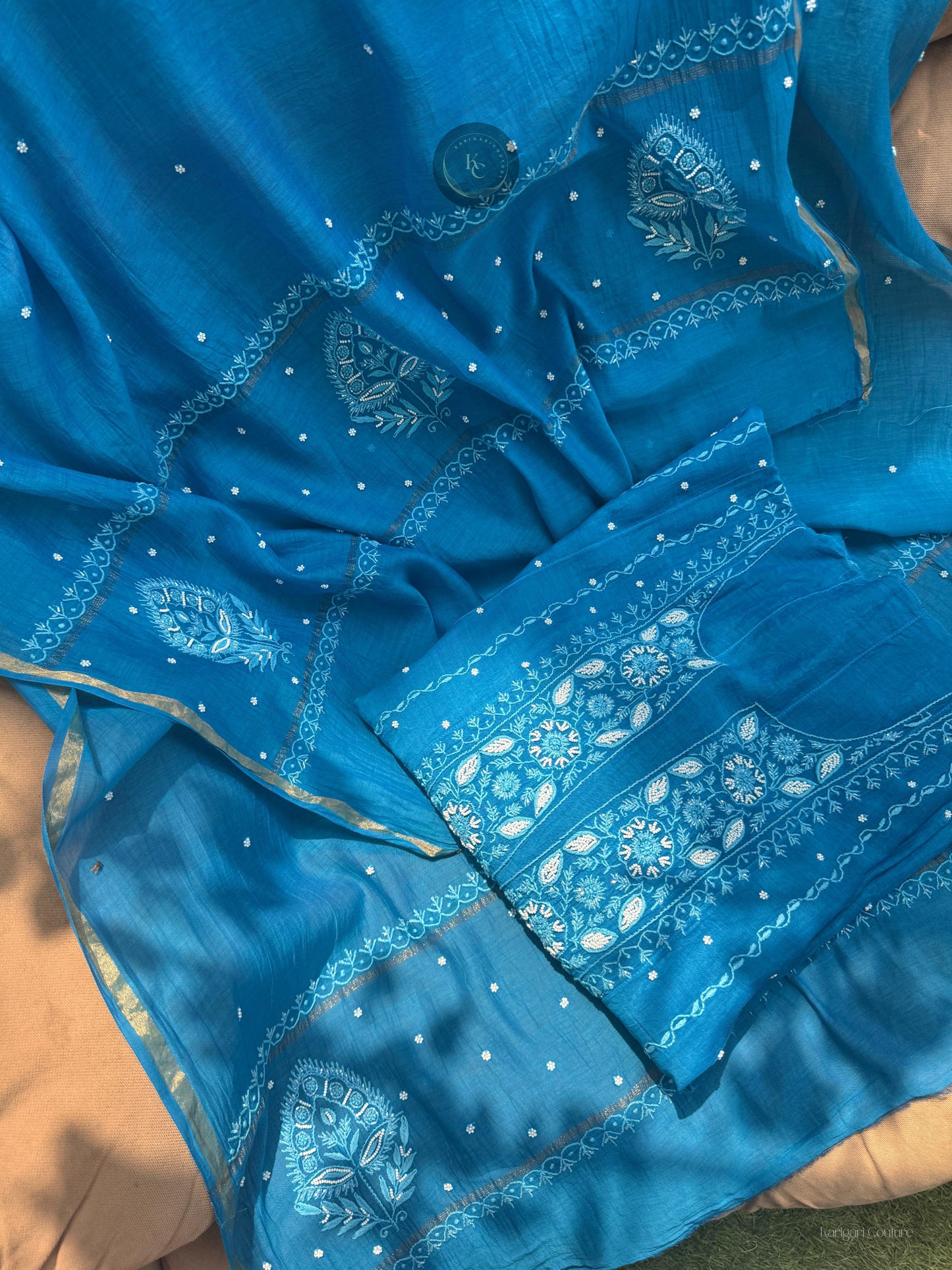 Regal Ferozi Anarkali with Intricate Chikankari & Cutdana Work