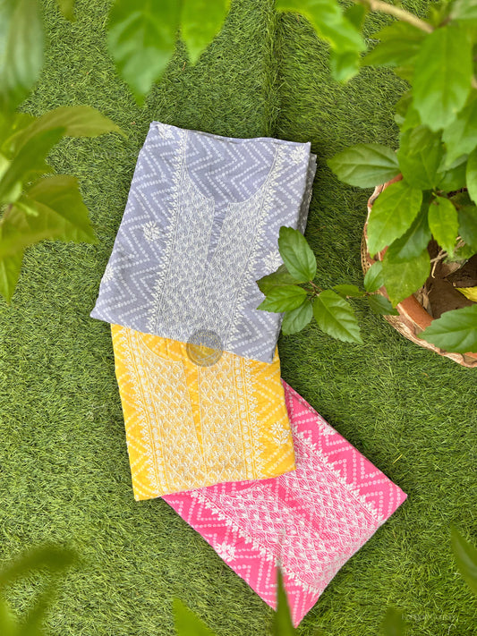 A Gentle Grace Bandhani Prints Adorned with Chikankari & Cutdana
