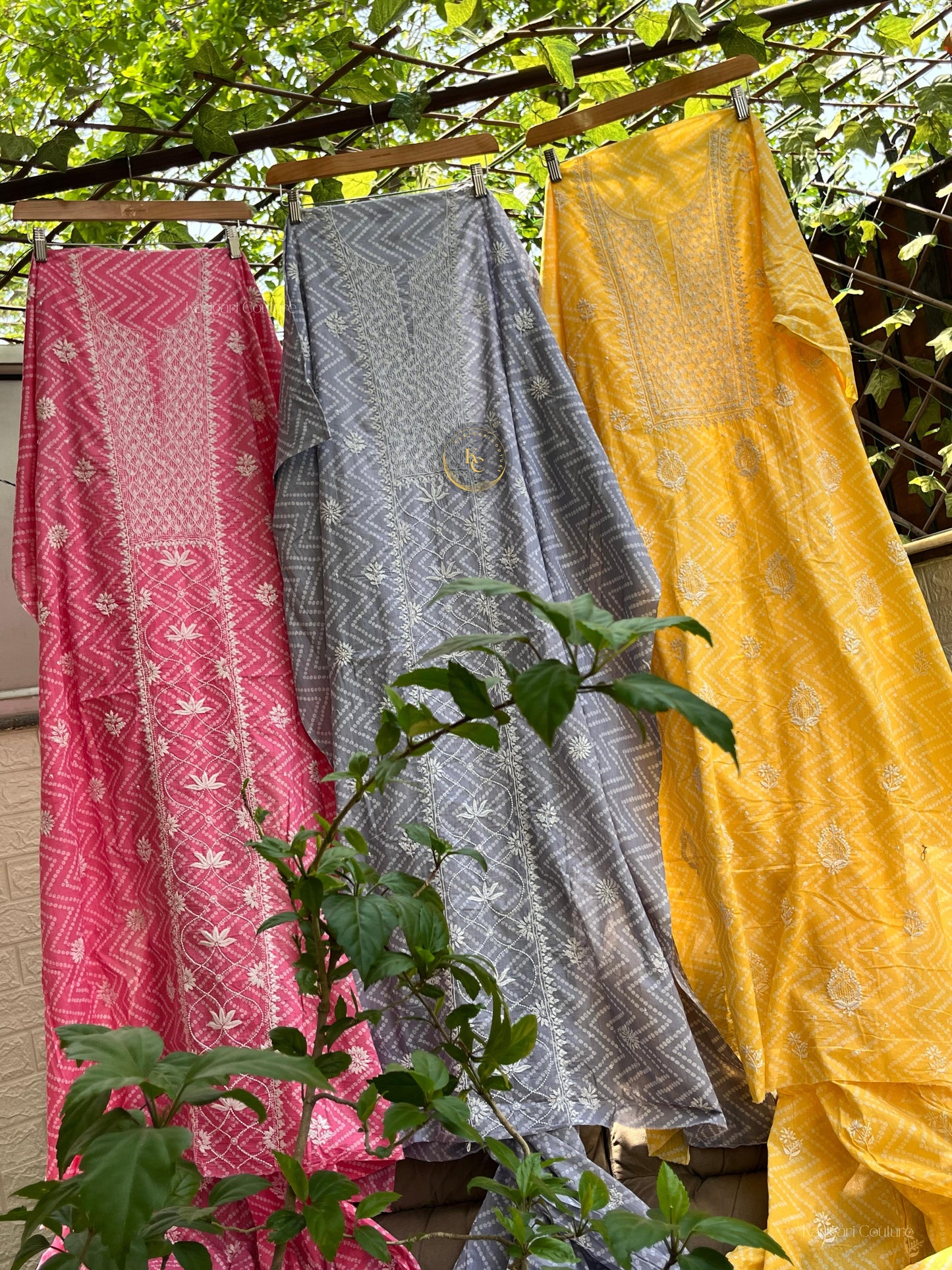 A Gentle Grace: Bandhani Prints Adorned with Chikankari & Cutdana