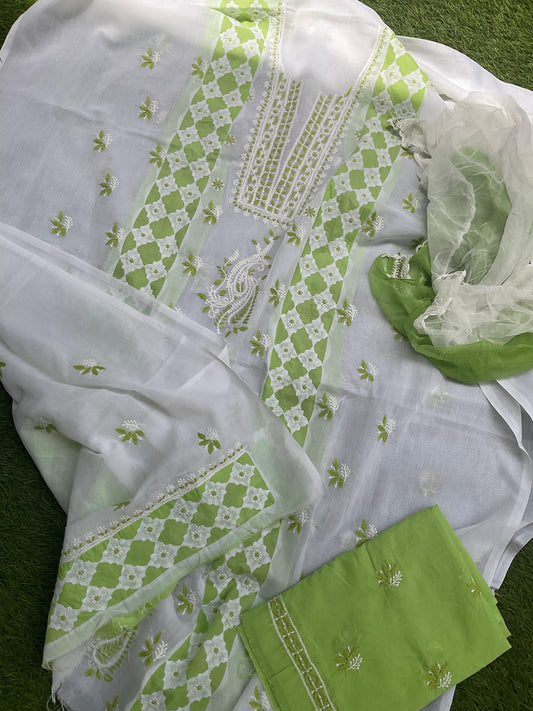 3 Piece Kurta Dupatta & Bottom Set with Appliqué Work