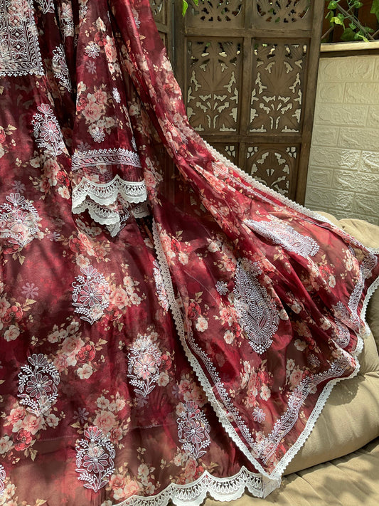 A Whisper of Vintage Floral Organza Ensemble