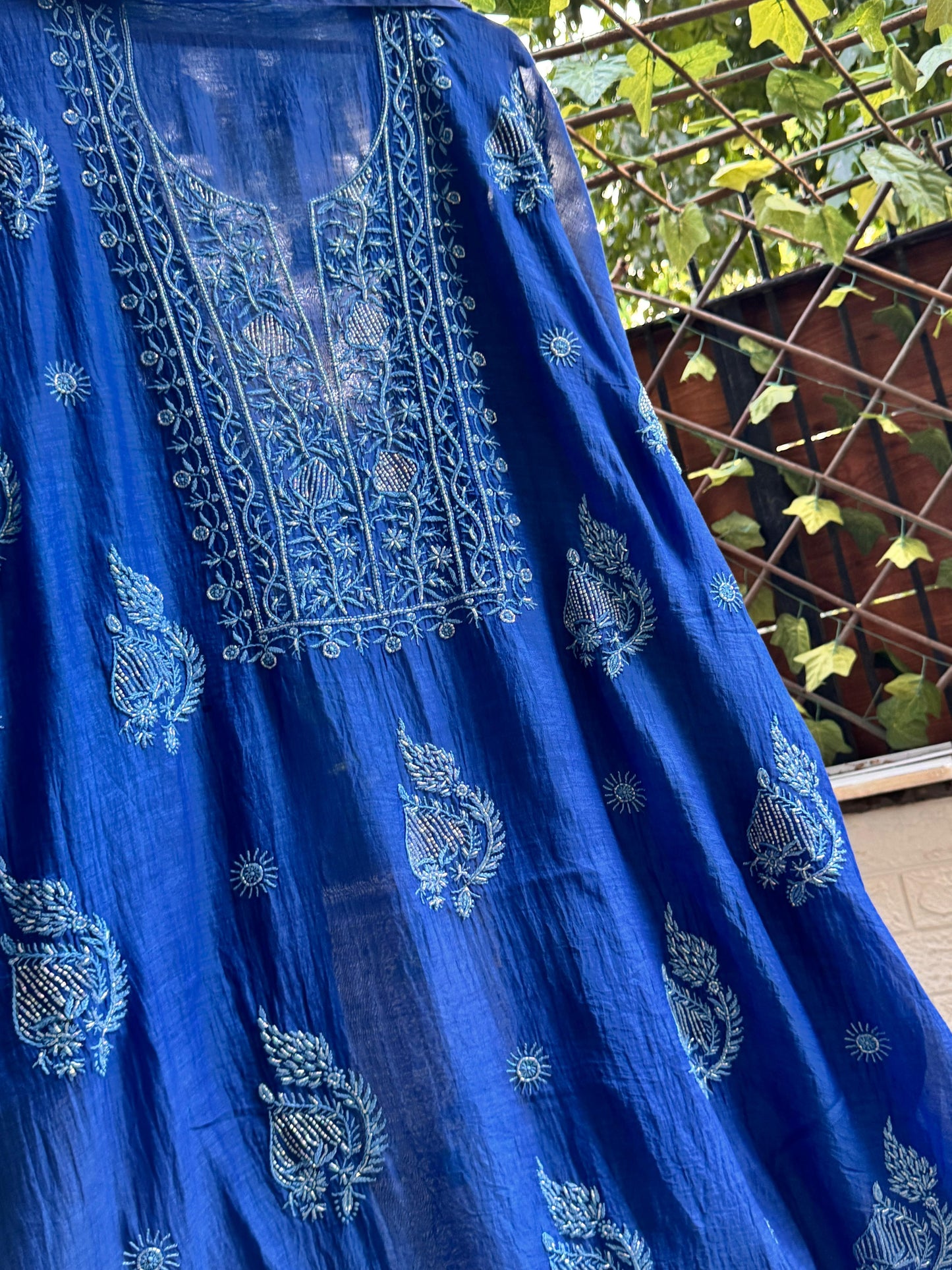 Indigo Elegance – Semi-Stitched Mulmul Ensemble