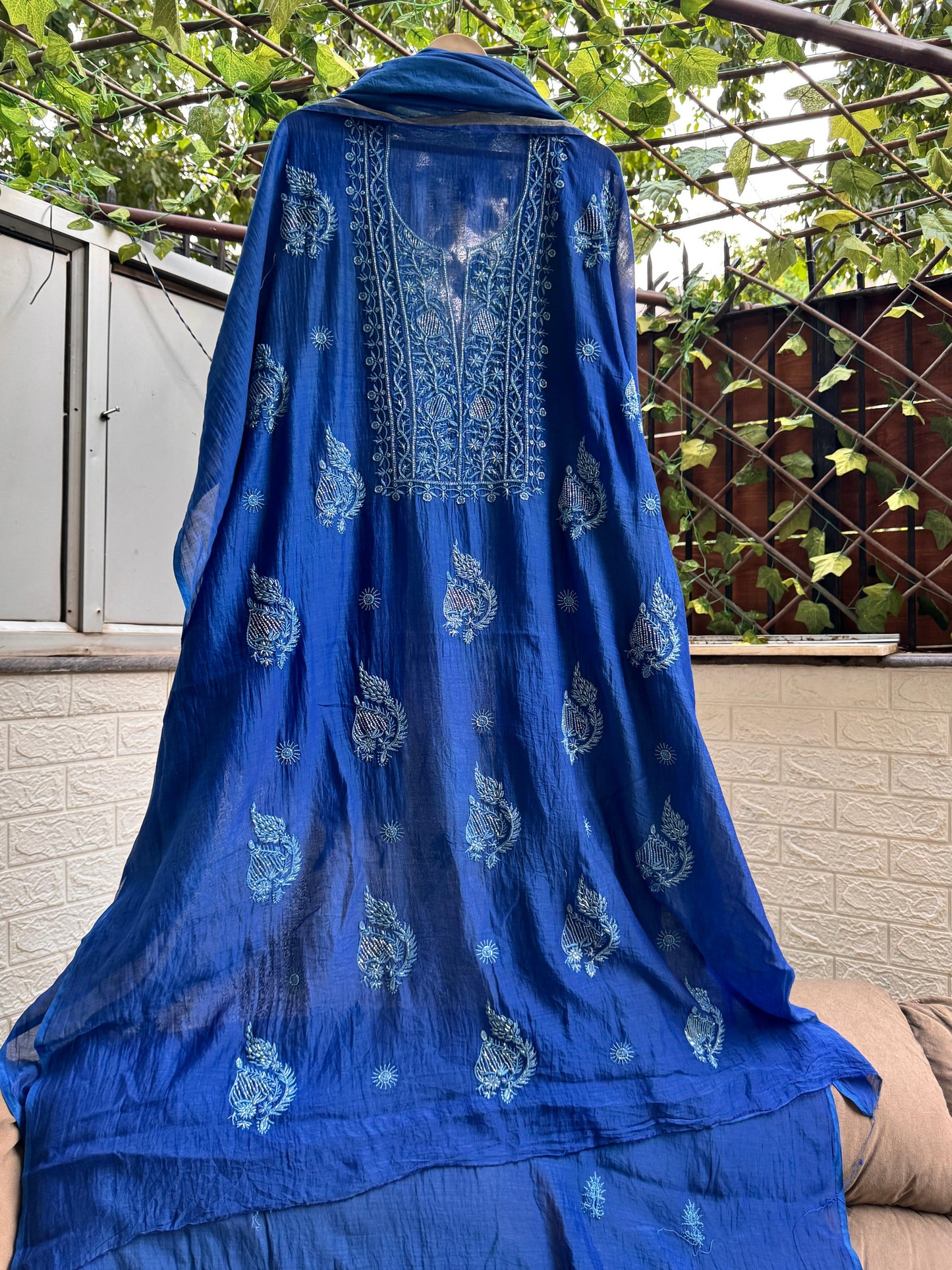 Indigo Elegance – Semi-Stitched Mulmul Ensemble