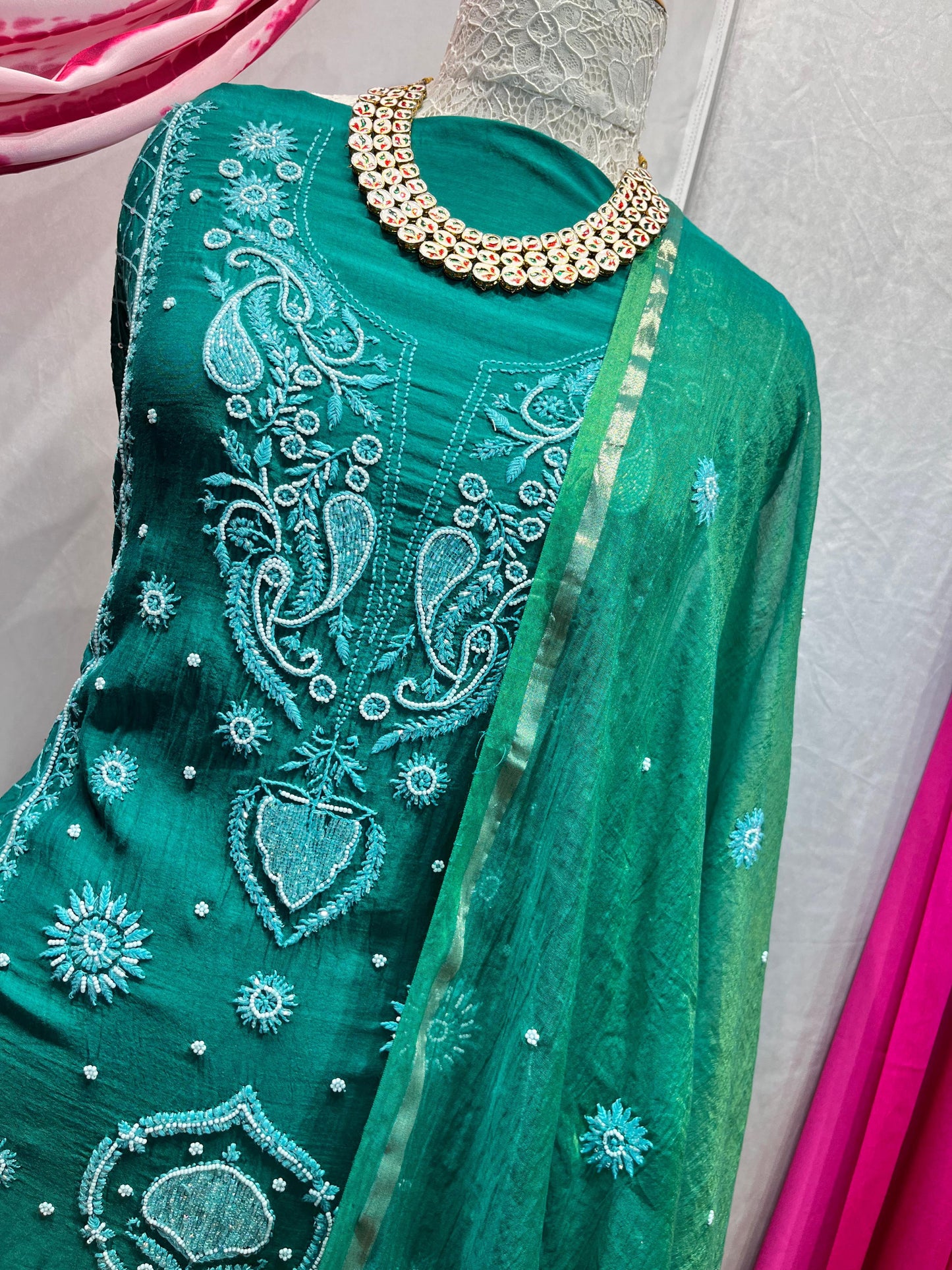 Green Grace – Timeless Mulmul Semi-Stitched Ensemble