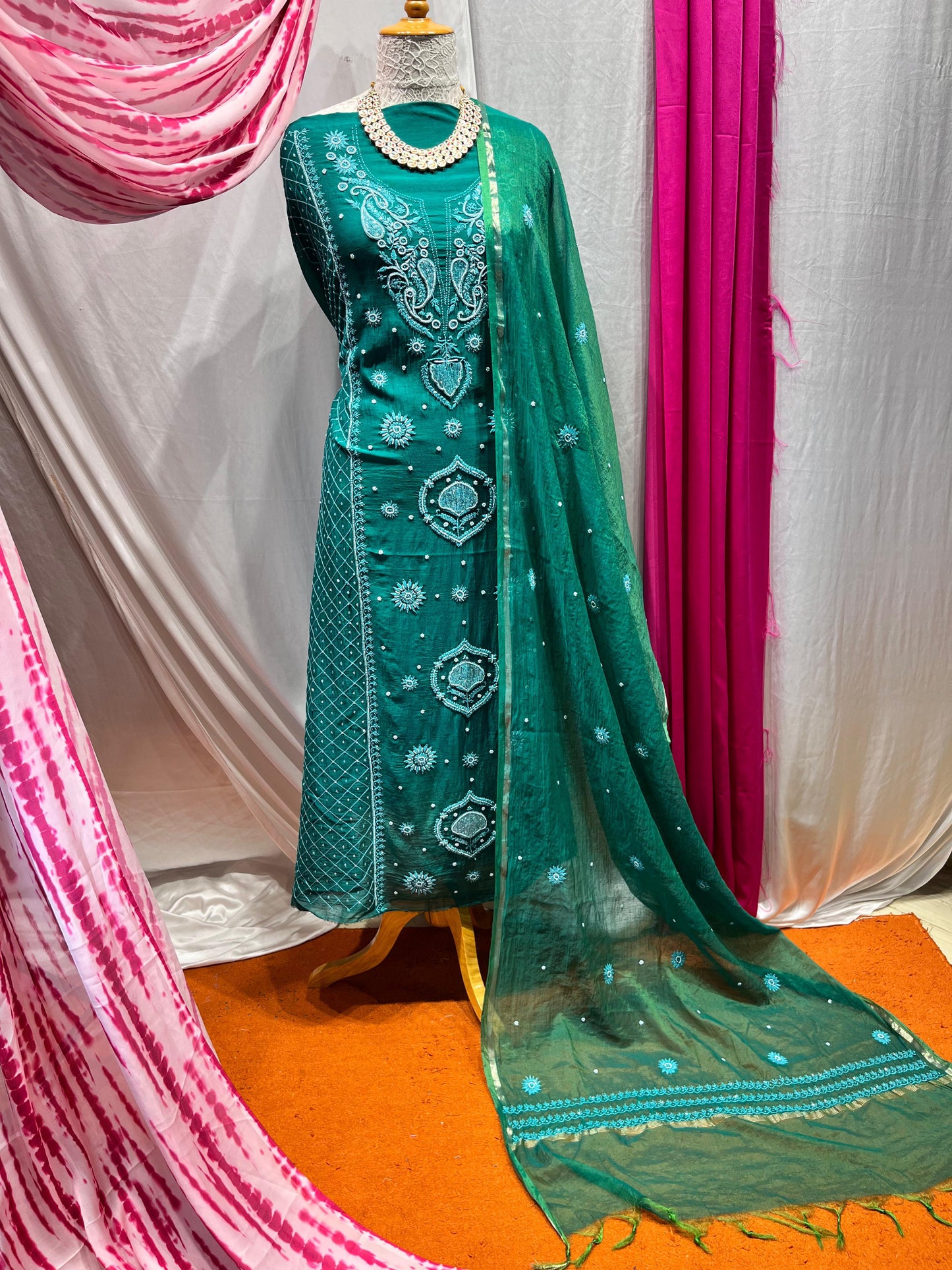 Green Grace – Timeless Mulmul Semi-Stitched Ensemble
