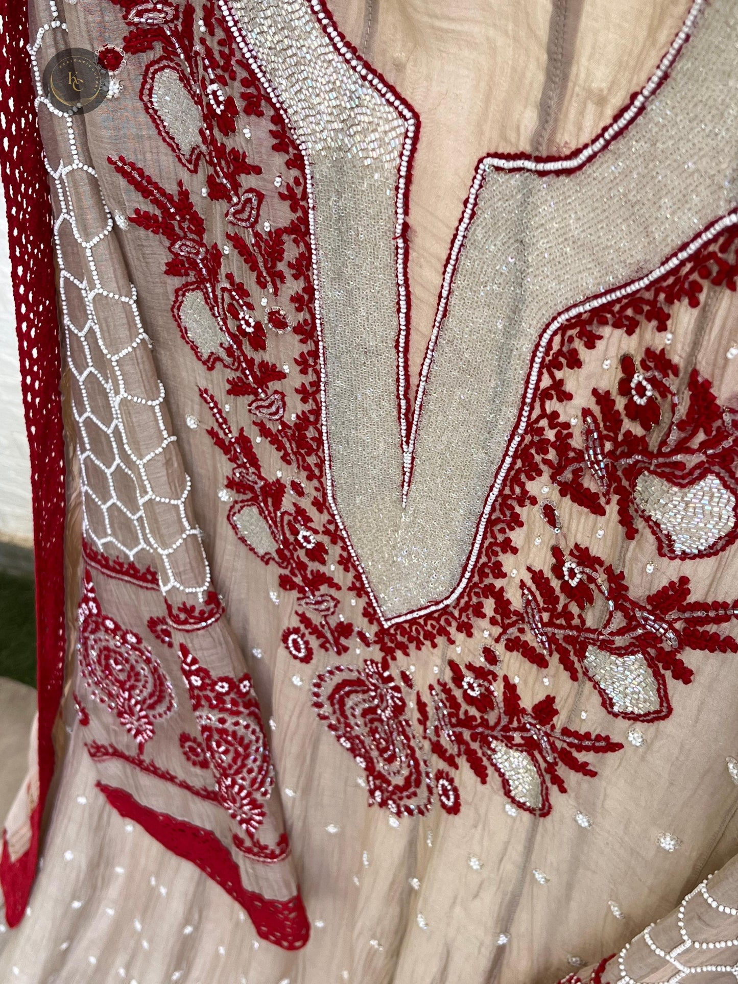 Summer Radiance – Elegant Malmal Chikankari Set with Mirror & Satin Accents