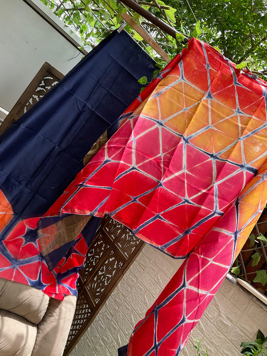 Artful Elegance: Hand-Dyed Kurta Set with Multicolour Dupatta