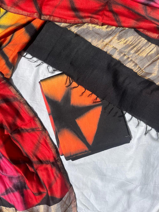 A Fusion of Artistry and Elegance: Hand-Dyed Kurta Set with Multicolour Dupatta