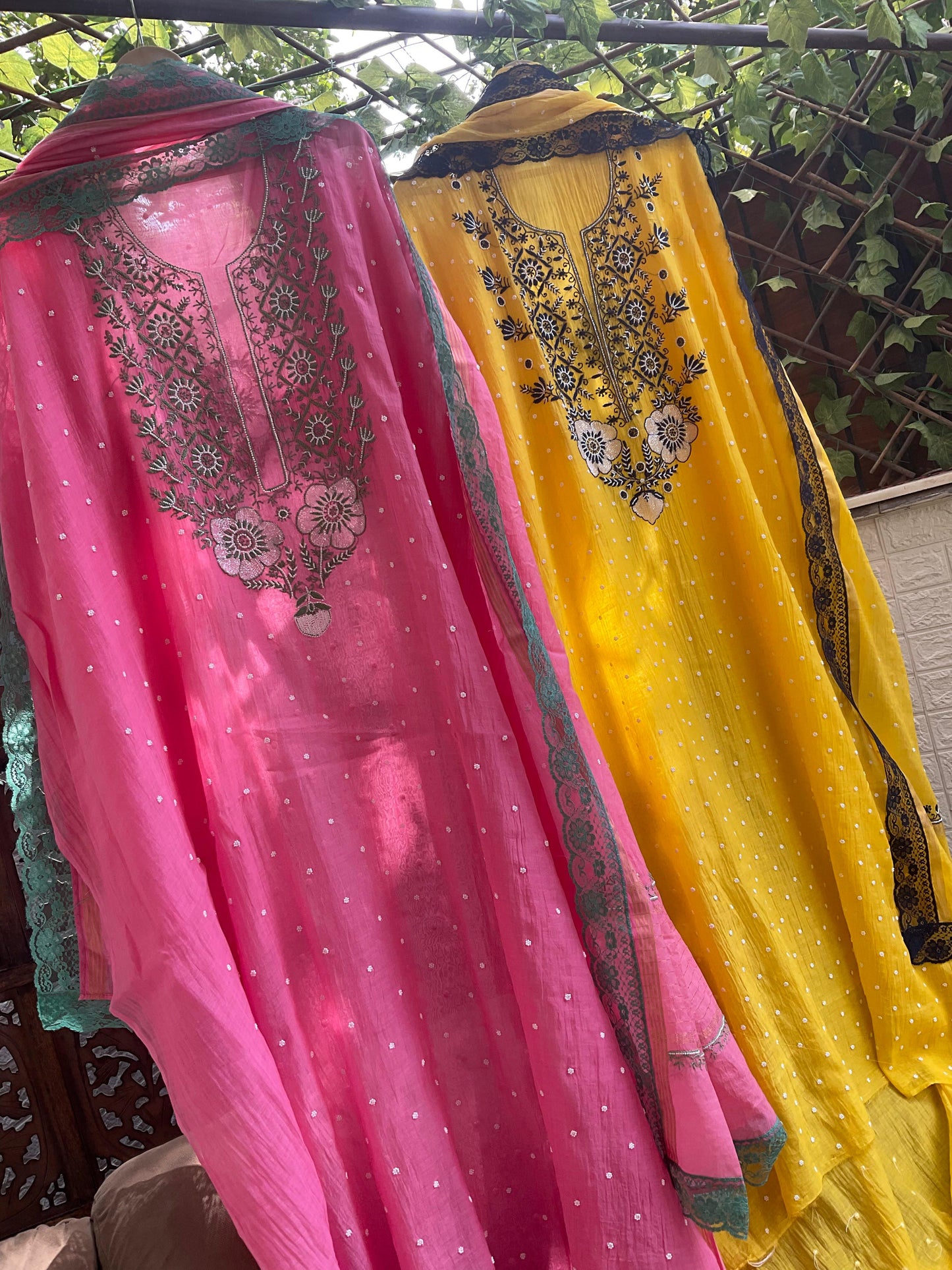 Subtle Sophistication: Mulmul Chikankari Set with Pearl & Cutdana Accents