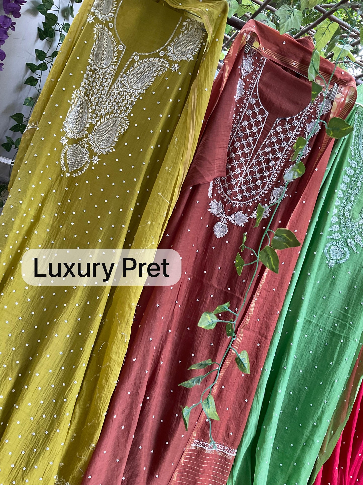 Mulmul Kurta Dupatta Set with Cotton Bottom