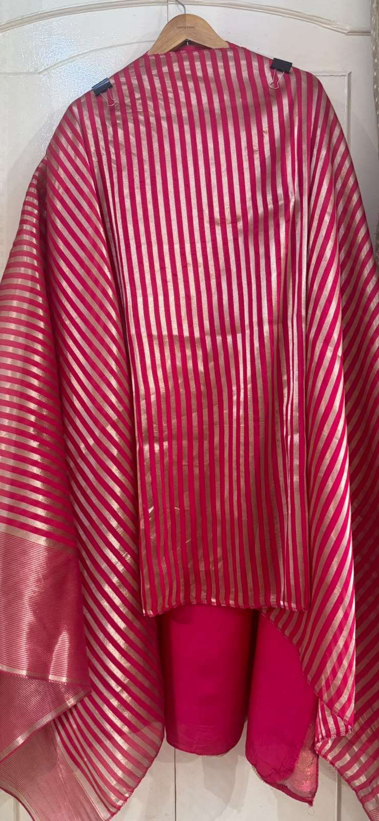 Banarasi Silk Suit Set with Boota Detailing & Tissue Work (Set of 3) (Unstitched)