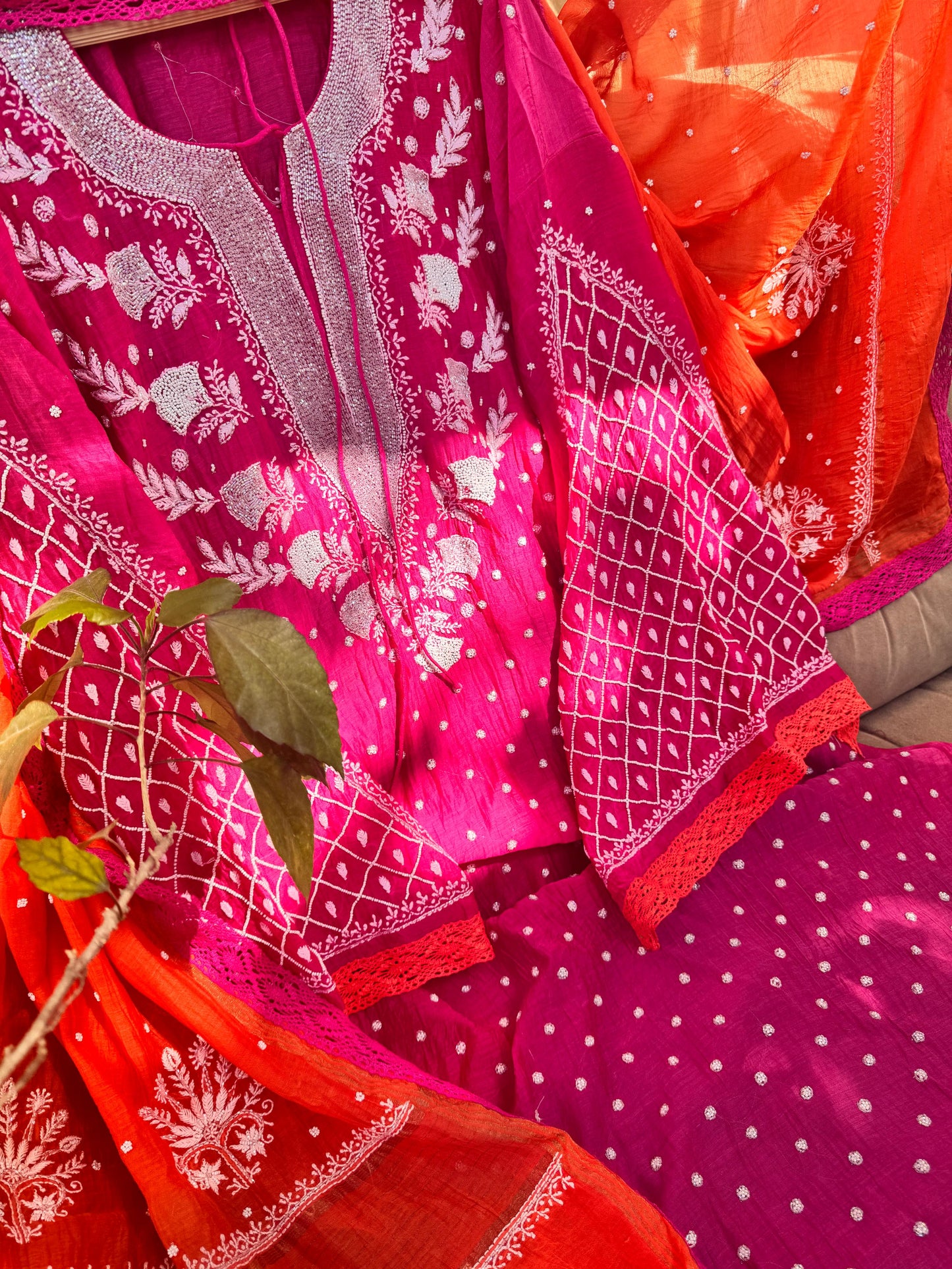 Dark Pink with Keasria hue Kurta Suit Set