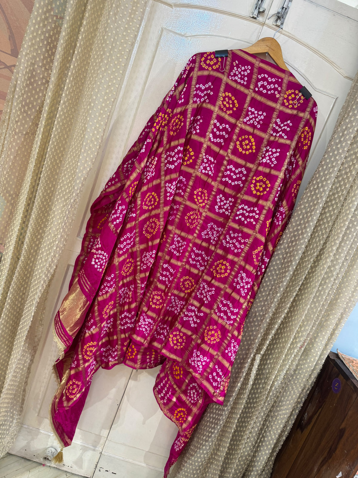 Gajji Silk Gharchola Suit Set with Gotta Patti & Dori Work (Set of 3) (Unstitched)
