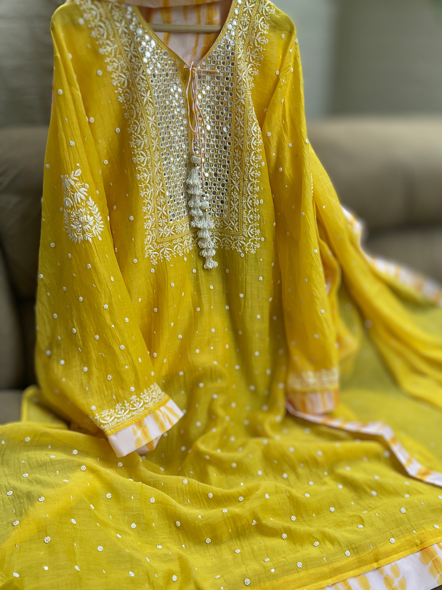 Malmal kurta set with Mirror Magic