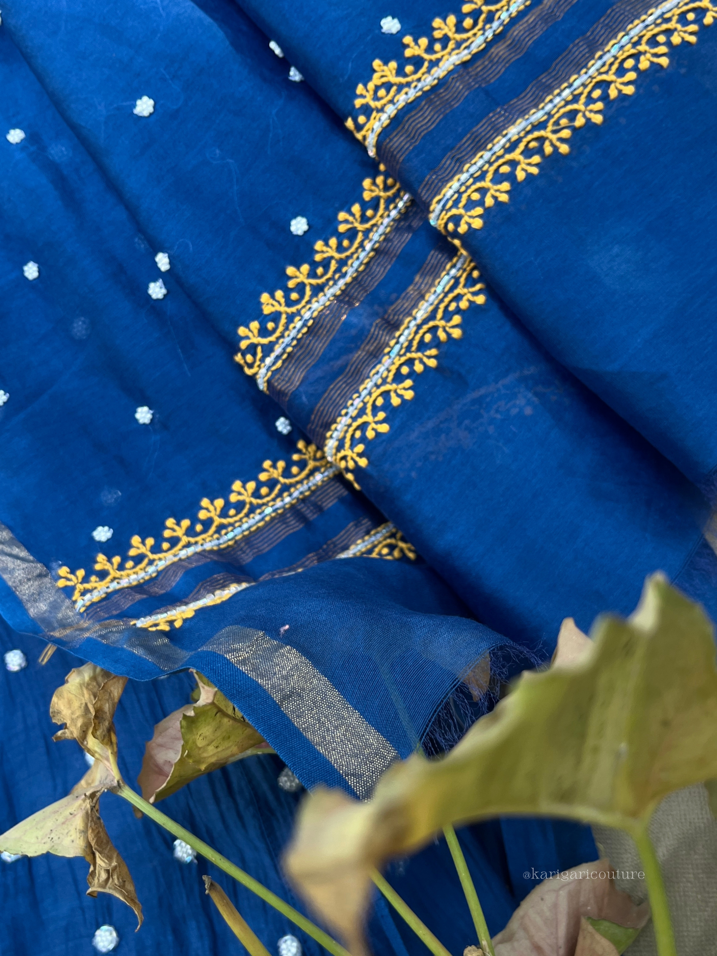 Anarkali bleu roi profond avec dupatta