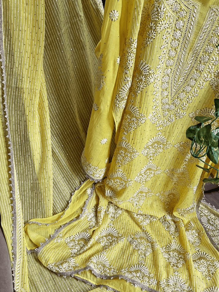 Ensemble kurta dupatta en Mulmul Chanderi