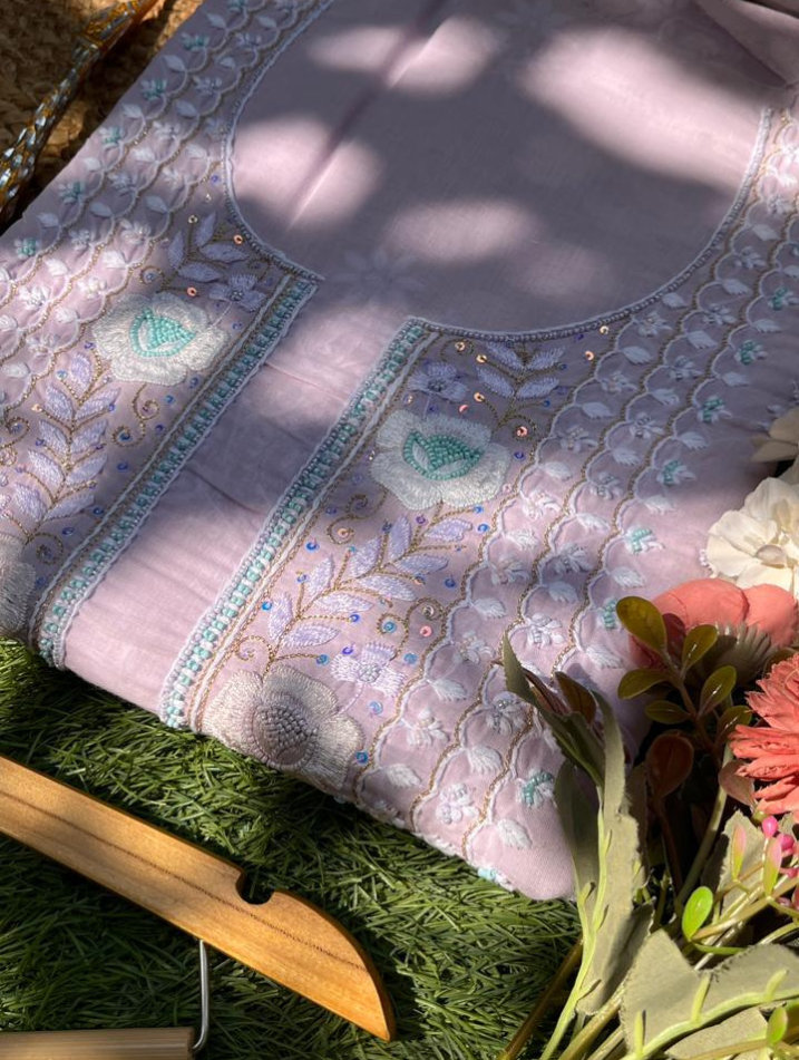 Kurta en voile de pur coton Chikankari