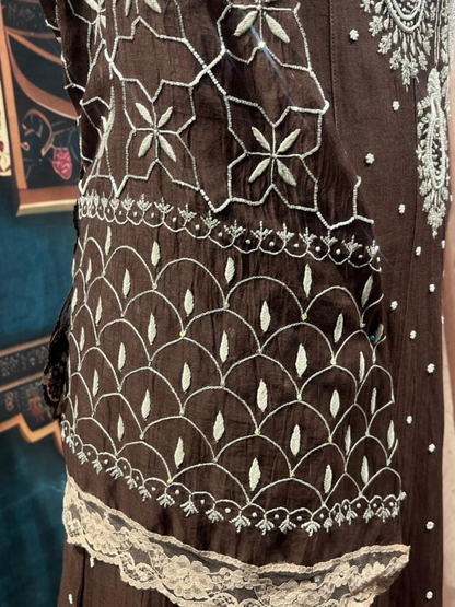 Mulmul Chikankari Anarkali Set – Kurta & Dupatta