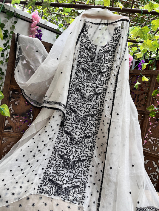 Exquisite Silk Organza Chikankari Ensemble