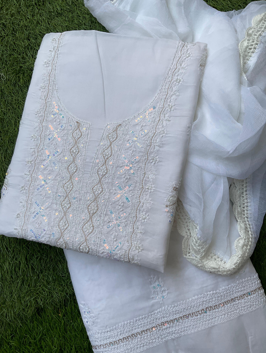 Cotton Voile 3-Piece Chikankari Set