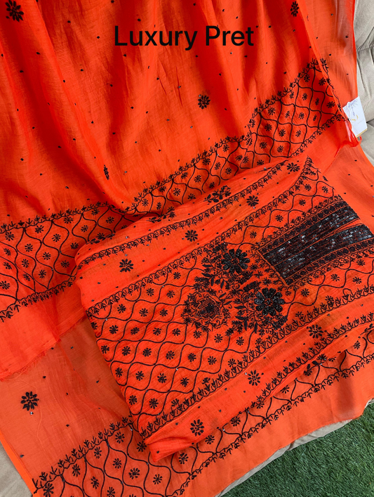 Mulmul Chanderi Anarkali Set