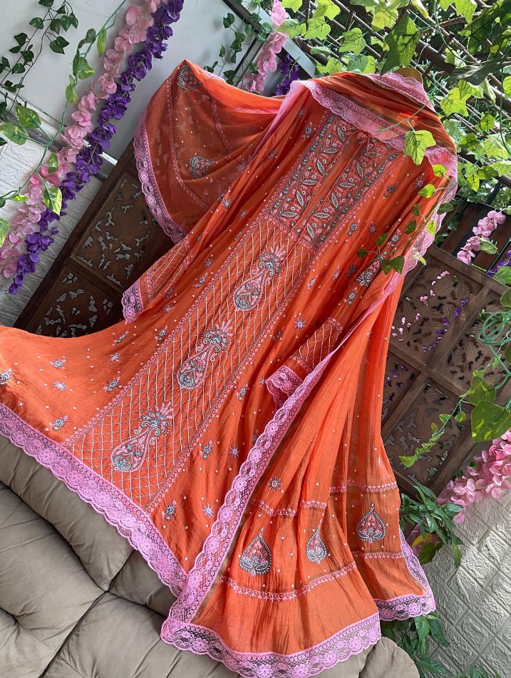 Ensemble Kurta Dupatta Chikankari Élégant