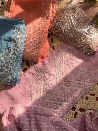 Ensemble élégant en Mulmul Chikankari